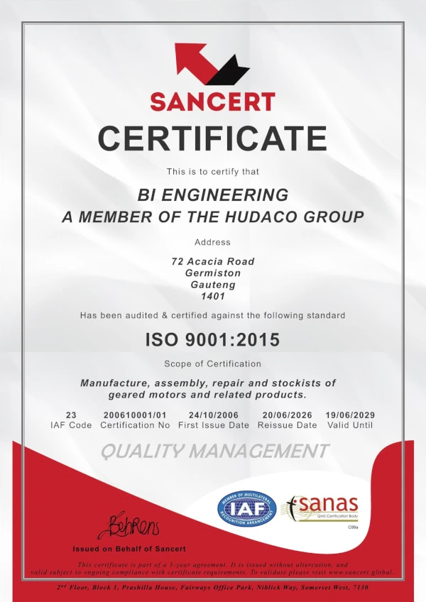 ISO 9001-2015 Certificate