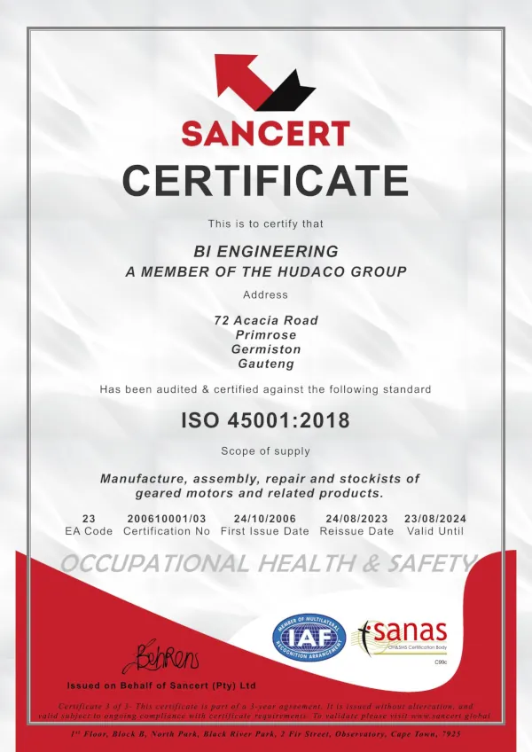 ISO 45001-2018 Certificate